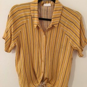 Yellow top with tie in front